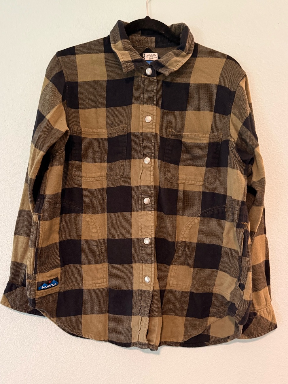 Kavu Brown & Black Plaid Button-Front Shirt/Jacket Size L